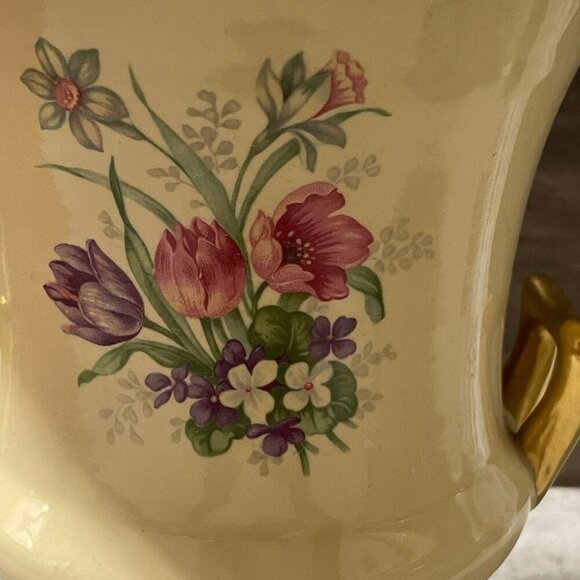 Vintage Trenton Potteries Cream Spring Floral Neoclassic Urn Vase Ceramic 8.25" - Picture 5 of 11